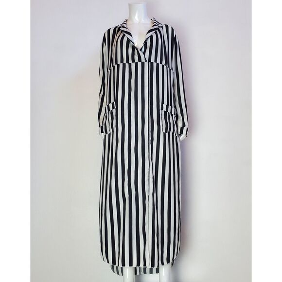 Cool Cube Black & White Striped Maxi Dress - Picture 1 of 8